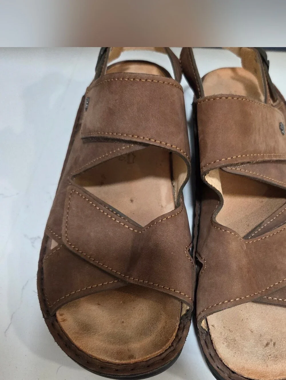 Finn Comfort Leather Comfort Sandals Brown Hook Loop Slingback Germany EU 44